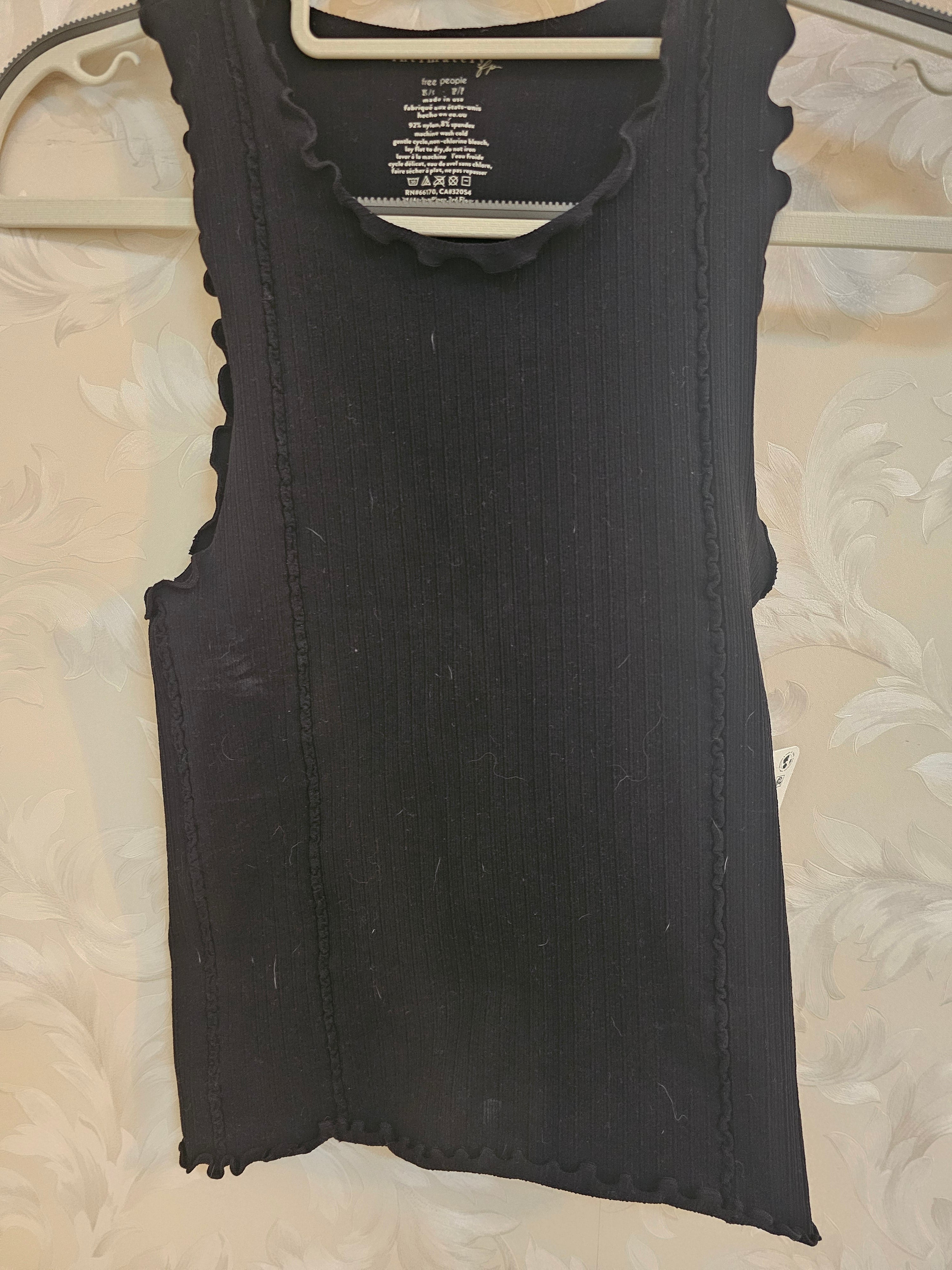 FREE PEOPLE Intimately Black Ruffled Trim Sleeveless Tank