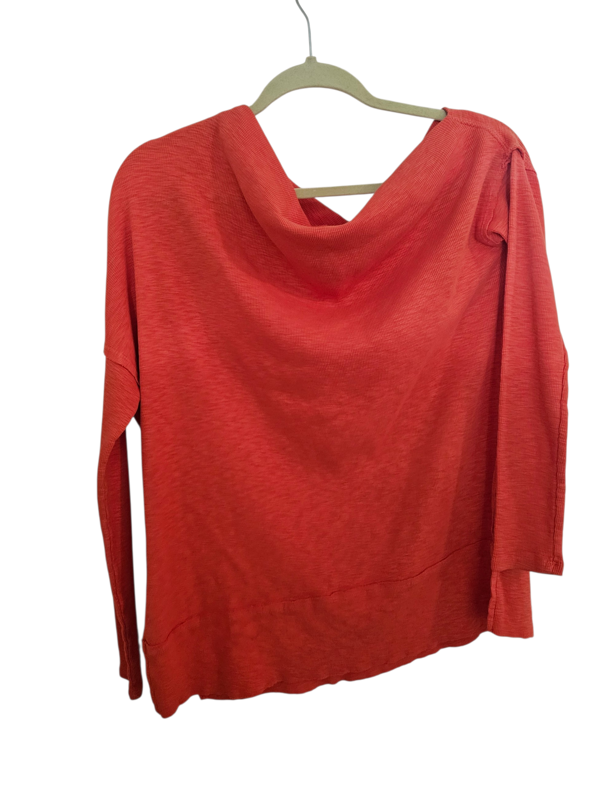 We The Free Orange Long Sleeve ribbed Asymmetrical hem