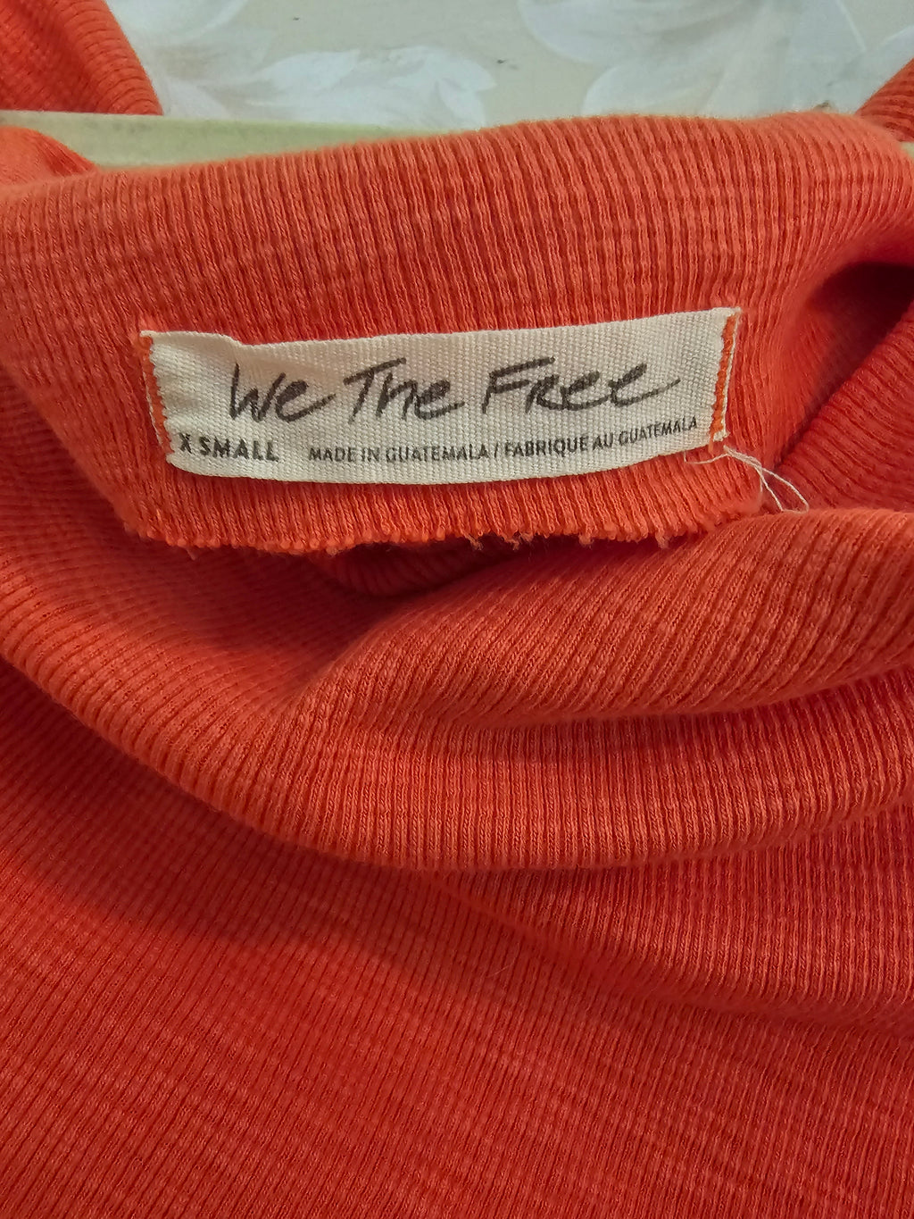 We The Free Orange Long Sleeve ribbed Asymmetrical hem
