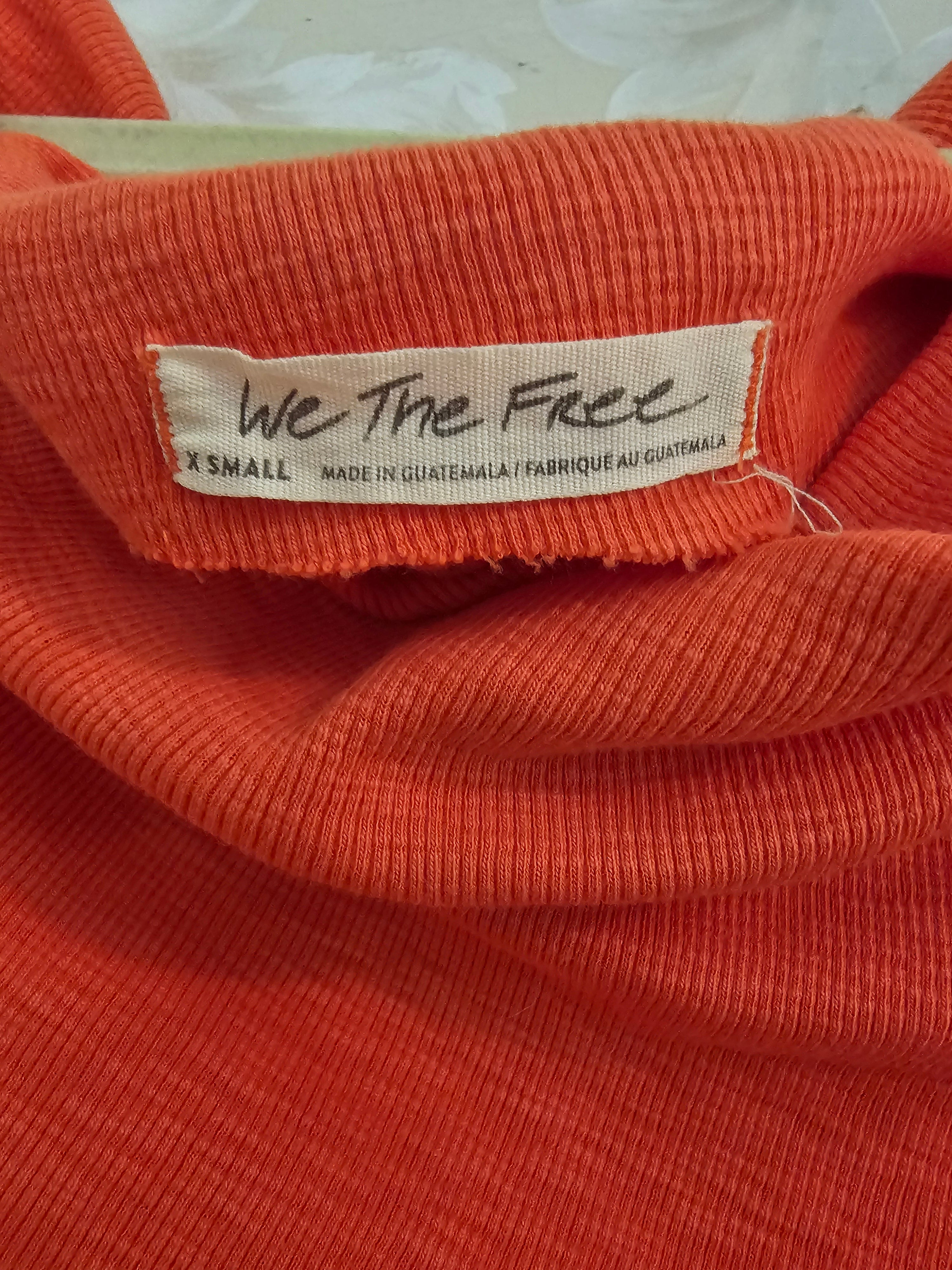 We The Free Orange Long Sleeve ribbed Asymmetrical hem