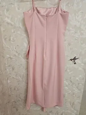 Bardot Blush Pink Ruffle Midi Dress with Spaghetti Straps